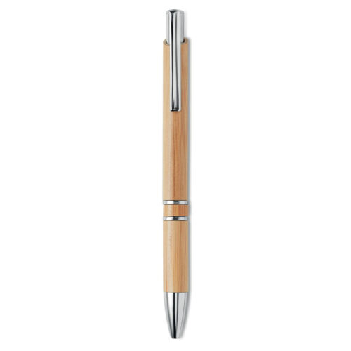 Bolígrafo de bambú ecológico BERN BAMBOO con clip metálico y pulsador