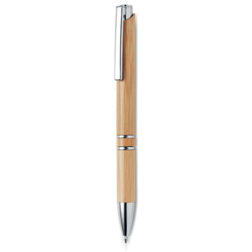 Bolígrafo de bambú ecológico BERN BAMBOO con clip metálico y pulsador