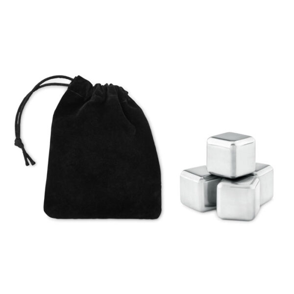 cubitos de acero inoxidable ICY con bolsa de terciopelo reutilizable