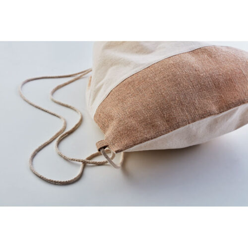 Bolso de cuerdas ecológico India con base de yute y cierre de cordón