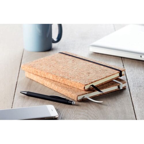 Libreta ecológica con cubierta de corcho natural y cinta elástica