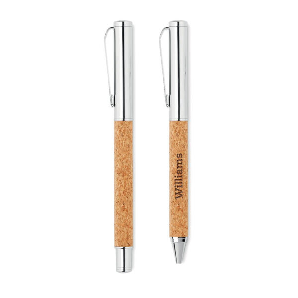 Set QUERCUS con bolígrafo y roller de corcho natural en caja a juego para regalos sostenibles de alta gama