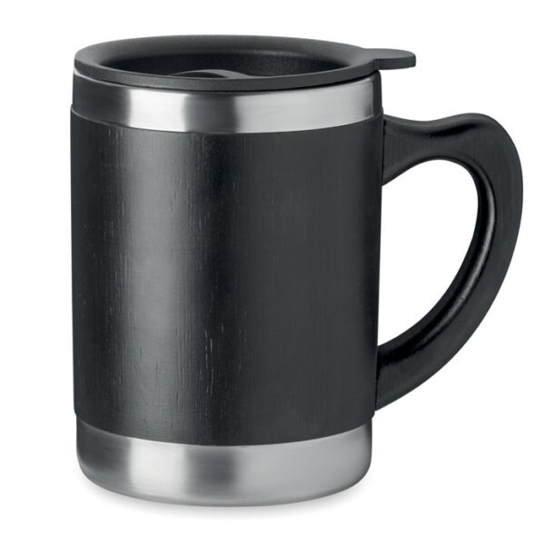 Taza térmica de bambú MOKKA con tapa y doble pared de acero inoxidable