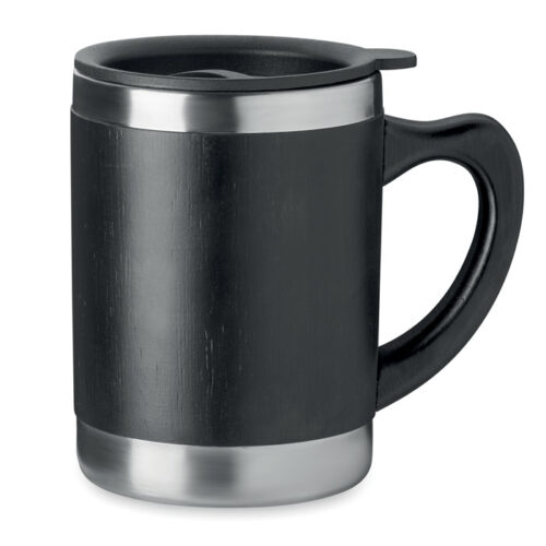 Taza térmica de bambú MOKKA con tapa y doble pared de acero inoxidable