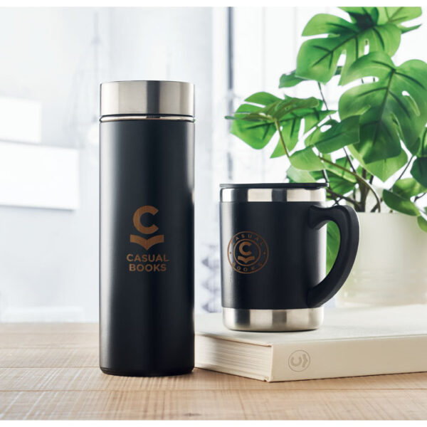 Taza térmica de bambú MOKKA con tapa y doble pared de acero inoxidable
