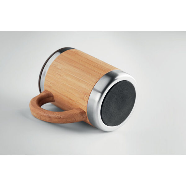 Taza térmica de bambú MOKKA con tapa y doble pared de acero inoxidable
