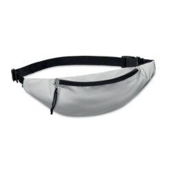 Bolso canguro reflectante Visiwaist con cremallera negra y correa ajustable, ideal para eventos nocturnos y campañas de seguridad vial