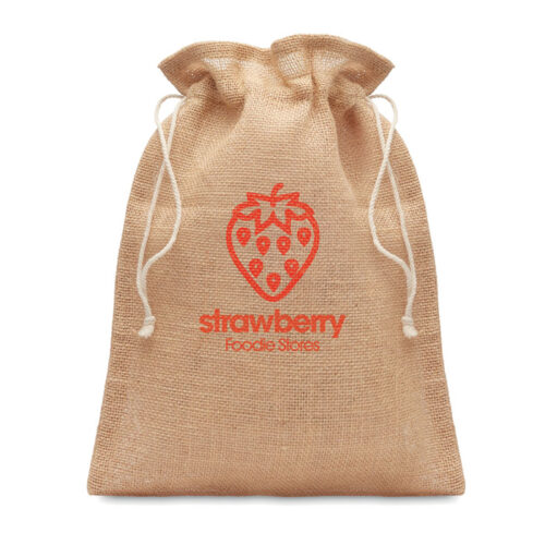 Bolsa de yute pequeña personalizada para regalos ecológicos en eventos en San Salvador