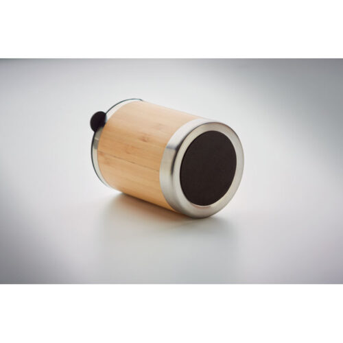 Vaso ecológico compacto LOKKA con cuerpo de bambú y tapa térmica