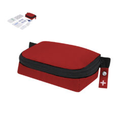 Botiquín promocional de primeros auxilios compacto con estuche rojo
