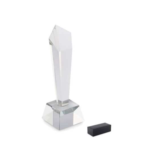 Premio de cristal DIAWARD con forma vertical y estuche elegante