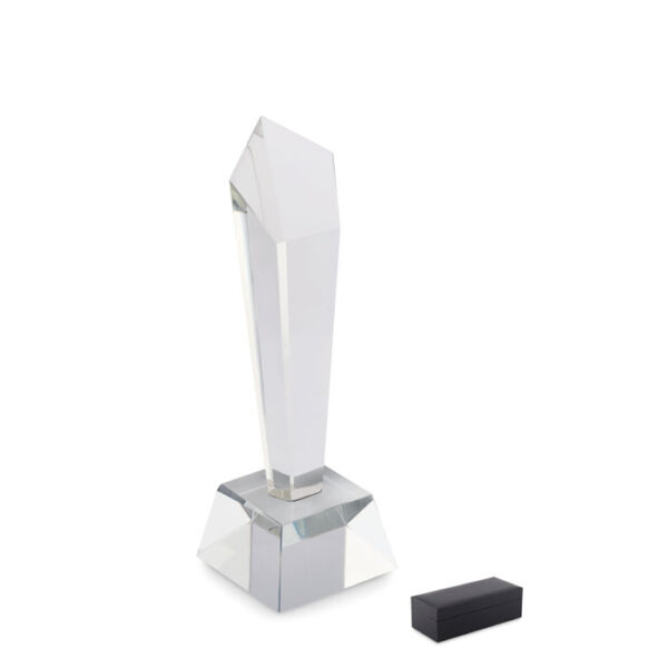 Premio de cristal DIAWARD con forma vertical y estuche elegante