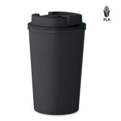 Vaso ecológico BEIBAKU de PLA con tapa y logotipo impreso, ideal para bebidas sostenibles y promociones corporativas eco-friendly.