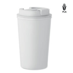 Vaso ecológico BEIBAKU de PLA con tapa y logotipo impreso, ideal para bebidas sostenibles y promociones corporativas eco-friendly.