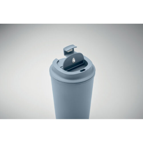 Vaso ecológico BEIBAKU de PLA con tapa y logotipo impreso, ideal para bebidas sostenibles y promociones corporativas eco-friendly.