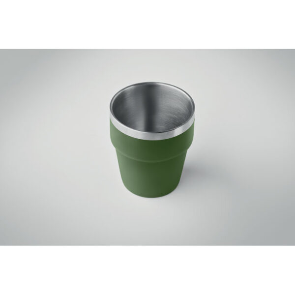 Vaso térmico ACERITO de 250 ml en acero reciclado, diseño apilable y acabado elegante, ideal para promociones sostenibles personalizadas.