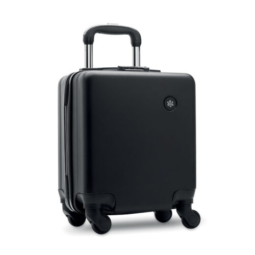 Maleta trolley ejecutiva negra de 14 pulgadas con ruedas giratorias y diseño compacto para viajes corporativos