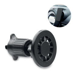 Soporte magnético para teléfono personalizado modelo HOLDME instalado en auto, ideal para promociones tecnológicas.