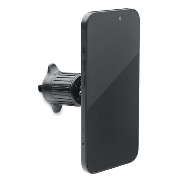 Soporte magnético para teléfono personalizado modelo HOLDME instalado en auto, ideal para promociones tecnológicas.
