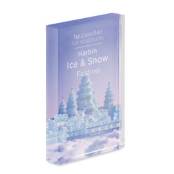 Trofeo de cristal personalizado tipo bloque con impresión a todo color del Harbin Ice & Snow Festival