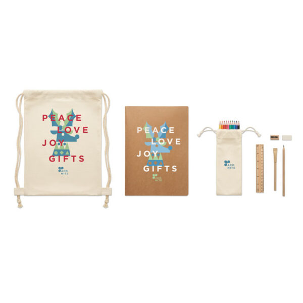 Set de dibujo ecológico para niños con bolsa de algodón y lápices
