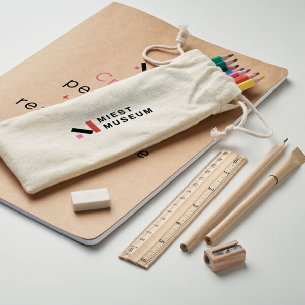 Set de dibujo ecológico para niños con bolsa de algodón y lápices