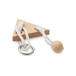 Rompecabezas triangular ecológico de madera con cuerda y aro metálico NERVE personalizado