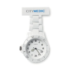Reloj para enfermera promocional blanco con clip para uniforme