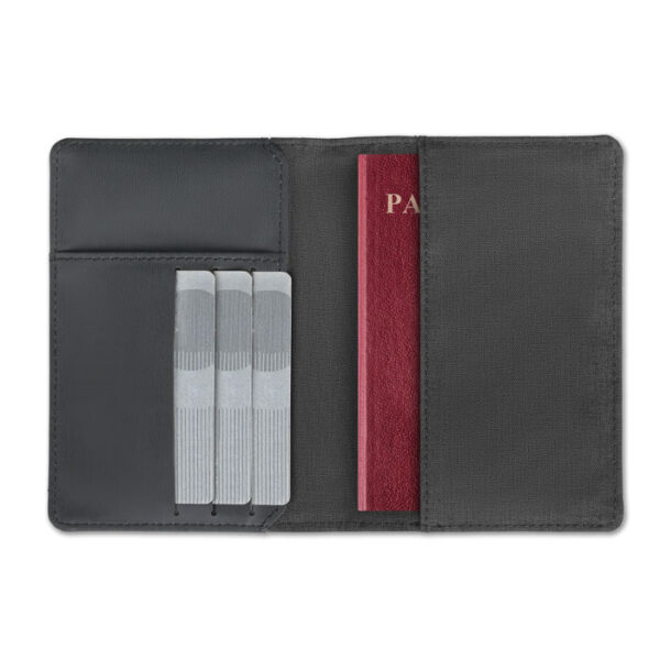 Porta pasaporte SHIELDOC RFID personalizado en poliéster jaspeado