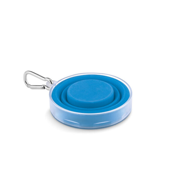 Taza plegable promocional de silicona con estuche y compartimento para píldoras