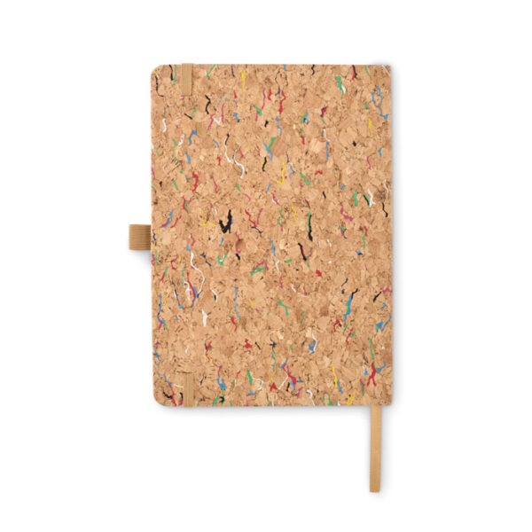 Libreta CORNOTA con tapas de corcho natural y toques de color, ideal para personalizar con logo