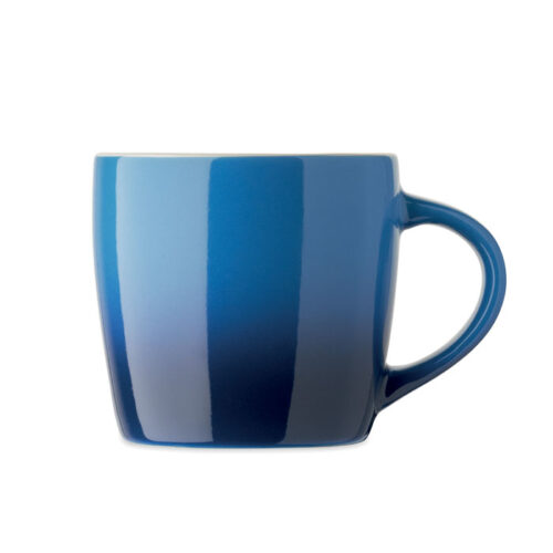 Taza de cerámica personalizada con degradado PEZE de 300 ml y diseño moderno.