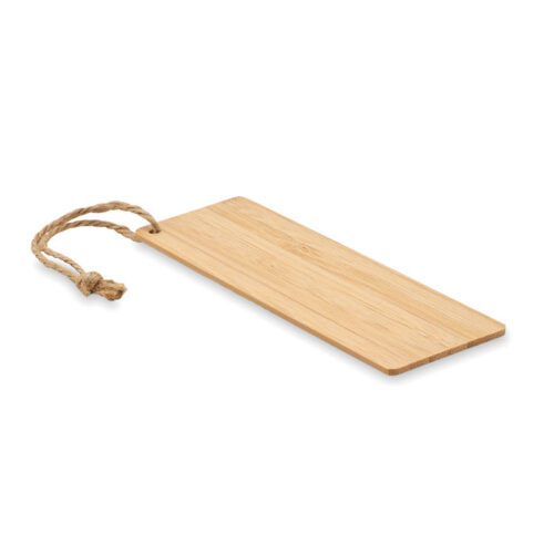 Separador de páginas ecológico personalizado en bambú con cordón de yute, ideal para eventos literarios y campañas de sostenibilidad corporativa
