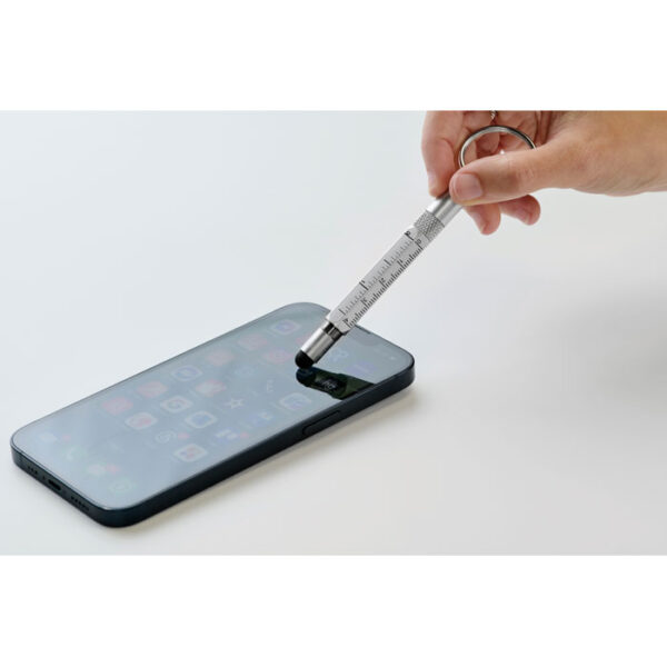 Llavero multifuncional personalizado TWEN con bolígrafo, regla y destornillador en aluminio reciclado