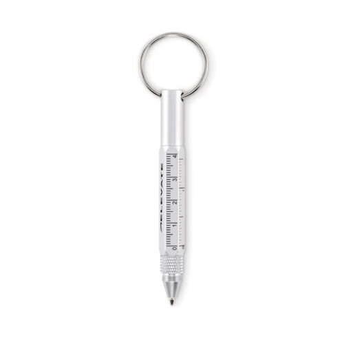 Llavero multifuncional personalizado TWEN con bolígrafo, regla y destornillador en aluminio reciclado