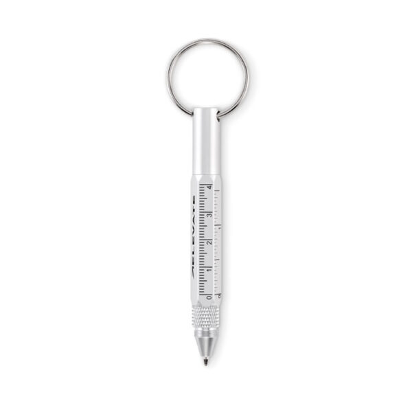 Llavero multifuncional personalizado TWEN con bolígrafo, regla y destornillador en aluminio reciclado