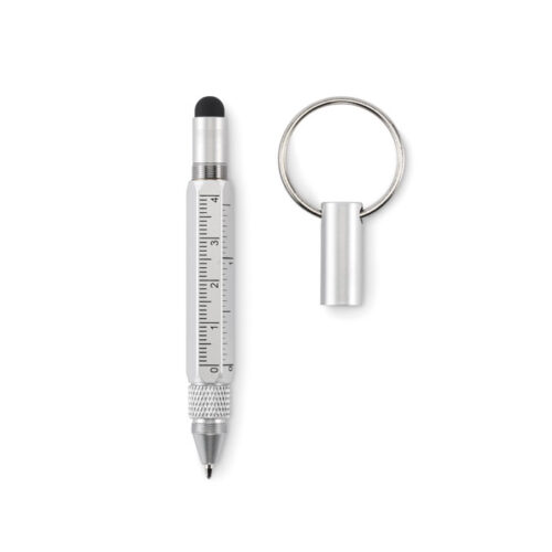 Llavero multifuncional personalizado TWEN con bolígrafo, regla y destornillador en aluminio reciclado