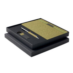 Set corporativo ecológico CHIPPEWA con libreta reciclada, bolígrafo y llavero de materiales sostenibles