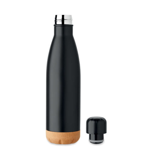 Set de regalo corporativo sostenible CADEAU con botella de acero, libreta de corcho y bolígrafo en caja kraft.