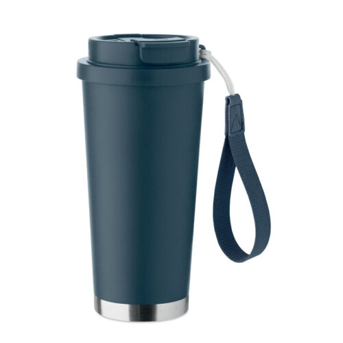 Vaso térmico TOPAZ LARGE con tapa multifuncional y correa de transporte en RPET