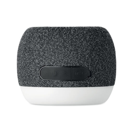 Bocina inalámbrica de bambú RPET con Bluetooth 5.0 y 5W de potencia, diseño moderno y materiales sostenibles, ideal para obsequios corporativos.