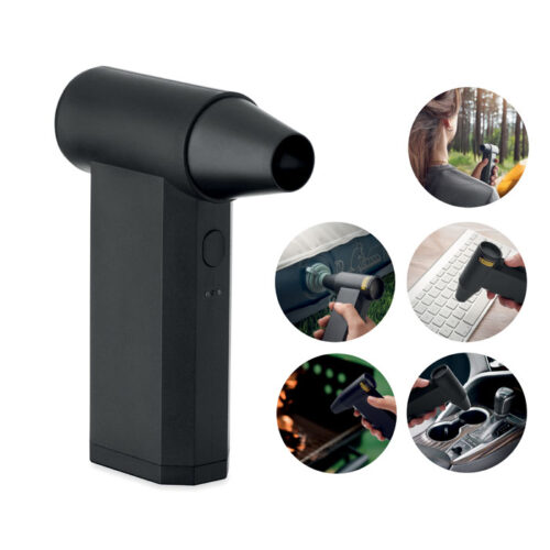 Soplador turbo portátil recargable con boquilla concentrada, 4 velocidades y luz LED integrado.