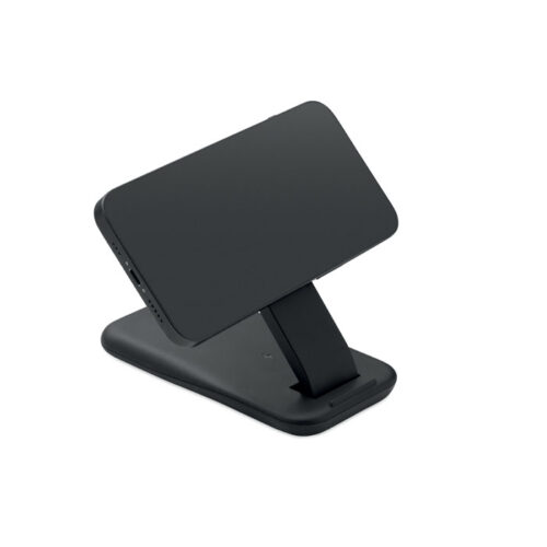 Base de carga inalámbrica triple PENDOLESS en ABS, con soporte magnético para teléfono, cargador TWS y smartwatch, diseño plegable y personalizable.