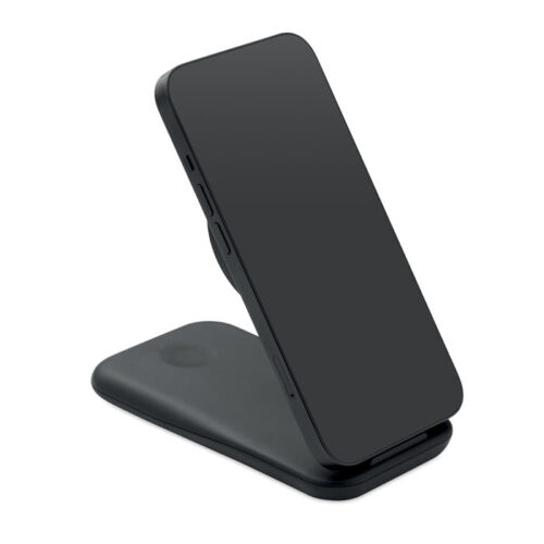 Base de carga inalámbrica triple PENDOLESS en ABS, con soporte magnético para teléfono, cargador TWS y smartwatch, diseño plegable y personalizable.