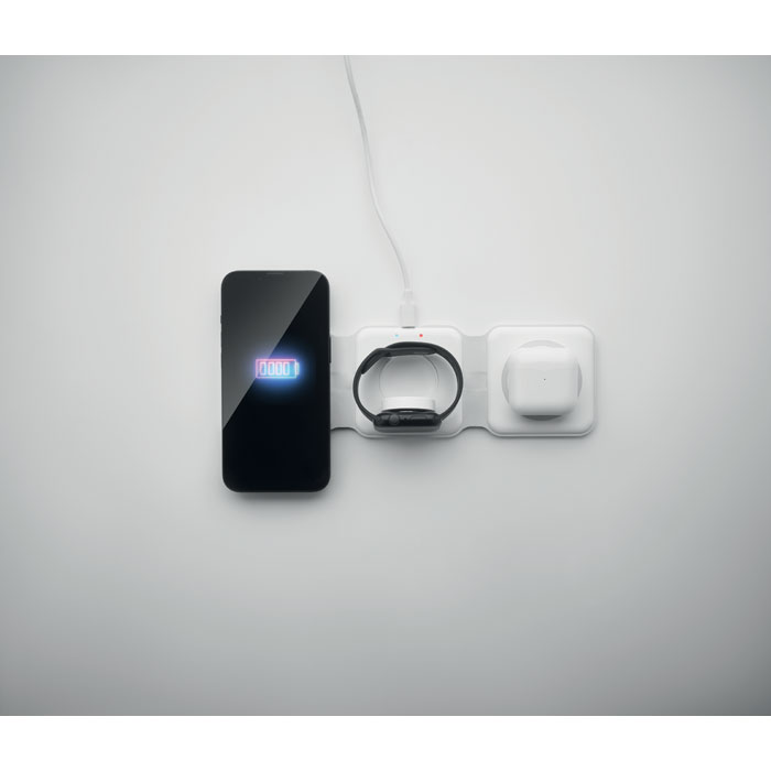 Base de carga inalámbrica plegable 3 en 1 de 15W para teléfono y iWatch