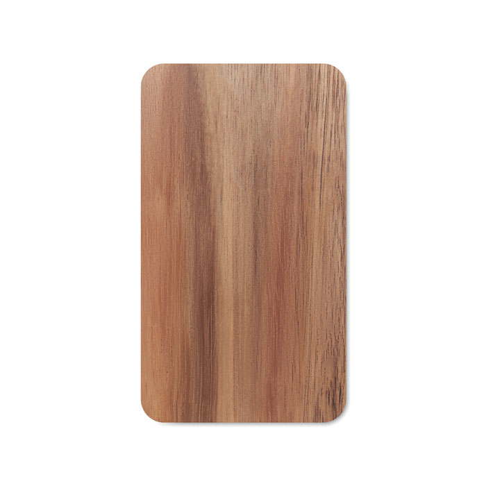 Power bank ACAPOW con cargador inalámbrico, carcasa de madera de acacia y PU reciclado