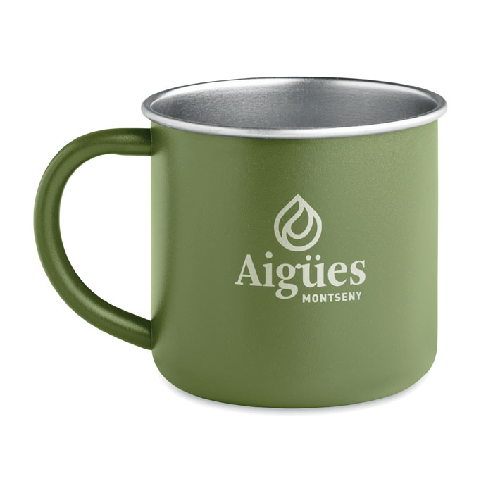 Taza CARIBU verde de acero inoxidable reciclado 300ml estilo camping