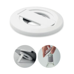 Soporte magnético blanco con abrebotellas para teléfono y MagSafe