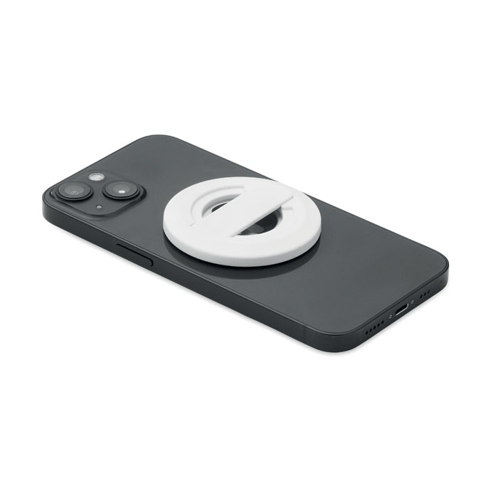 Soporte magnético blanco con abrebotellas para teléfono y MagSafe