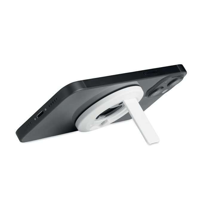 Soporte magnético blanco con abrebotellas para teléfono y MagSafe